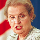 Secretary of State Albright answers reporters' questions about plans to hold open auditions for a new U.S. enemy.